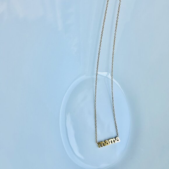 18K Gold Plated Mama Necklace, Stainless Steel - Picture 3 of 5